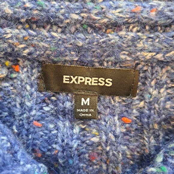 Express Blue Cropped Short Sleeved Cardigan Cape Wool Alpaca Size Medium - Picture 6 of 8